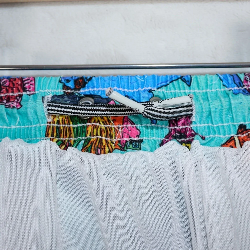 Boardies Apparel Kids Aqua Blue Sea Creature Liner Swim Trunks Size 1-2 Years